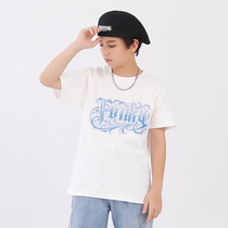 Less Kids Funky Blue Printed Hip Hop Short Sleeve Loose Boy T-Shirt Summer Tide Card Street Dance Costume Summer Boy