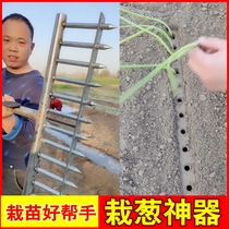 Multifunctional green onion planting tool agricultural hand round hole punching device small machine planting vegetable fork