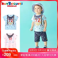 MIKIHOUSE BISCUITS HOT Quần áo trẻ em 2019 Mùa hè Mới cho trẻ em Áo phông ngắn tay in denim - Áo thun đồ cho bé gái