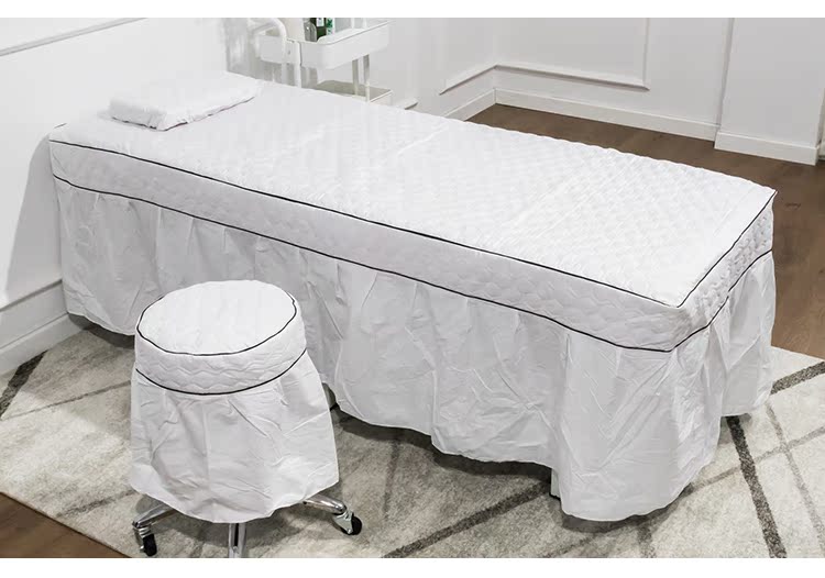 Thẩm mỹ viện massage giường che trị liệu tối giản châu Âu SPA đặc biệt làm đẹp giường bốn bộ bông - Trang bị tấm khăn trắng trải giường spa