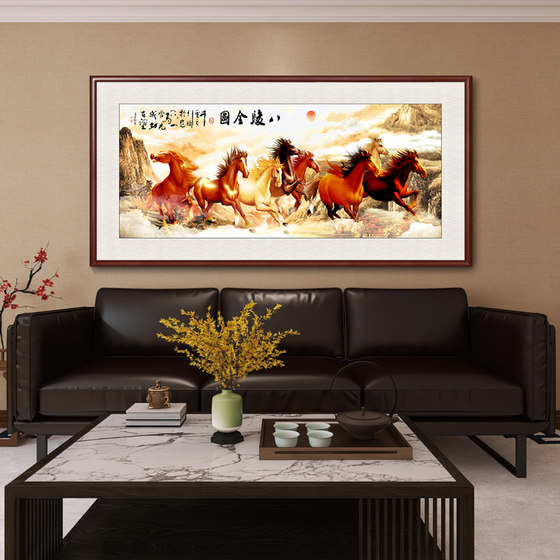 Eight Horses Picture Living Room Hanging Painting Office Landscape Painting Chinese Sofa Background Wall Decoration Painting Horse to Success Horse Picture