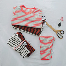 INS men and women baby autumn and winter underwear set baby striped belly belly waist protection pajamas autumn pants two-piece set