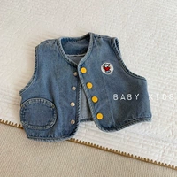 Брендовый осенний джинсовый жилет подходит для мужчин и женщин для девочек для раннего возраста, куртка