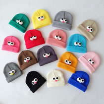 ins2019 autumn and winter Korean baby Men and Women baby candy color three-dimensional big eyes wild knitted pullover hat