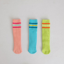 2020 Spring and Autumn Fresh Double Needle Striped Mid-bar Socks for Men and Women Baby Candy Color Patchless Socks