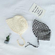 INS Korean baby childrens sun hat male and female baby spring and autumn hat newborn plaid tie hat hat