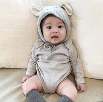 Spring and autumn new INS baby clothes for men and women baby stripes cute triangle one-piece coat ear climbing suit bag fart suit