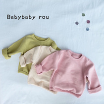 INS2020 autumn and winter mens and womens baby cotton pullover T-shirt Infant brushed wild elastic top base shirt