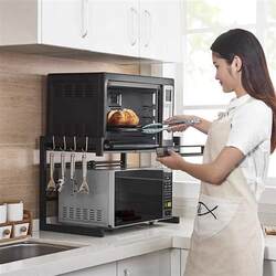 Multifunctional kitchen floor -to -ceiling rack can telescopic microwave oven, storage of household dual -layer countertop desktop