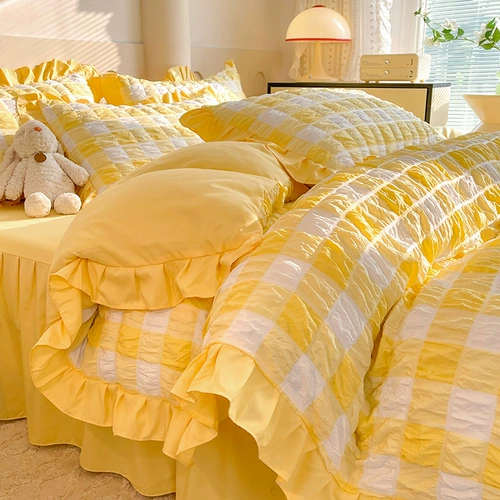 Хлопковый комплект, пододеяльник, хлопковая нескользящая простыня для принцессы для школьников, 4 предмета