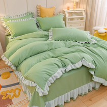 Net Red Lace Little Fairy Woman Bed Four Pieces Of Pure Cotton Quilt Cover With Lace Bed Skirt Princess Wind Full Cotton Girl Naked Sleep