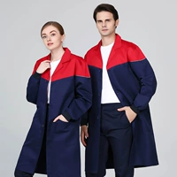 Платье с длинными рукавами [Комбинация красного и синего цвета]