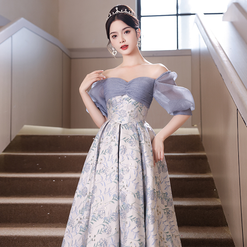 Purple advanced elite evening dress, french style, 2023 collection, high-end, bright catchy style Purple advanced elite evening dress, french style, 2023 collection, high-end, bright catchy style