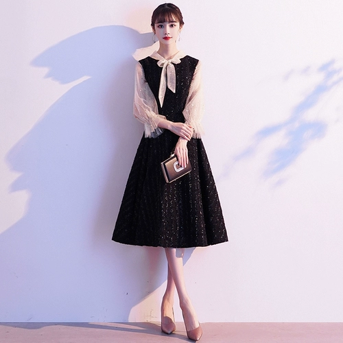 Вечернее платье, черная юбка, французский стиль, коллекция 2021