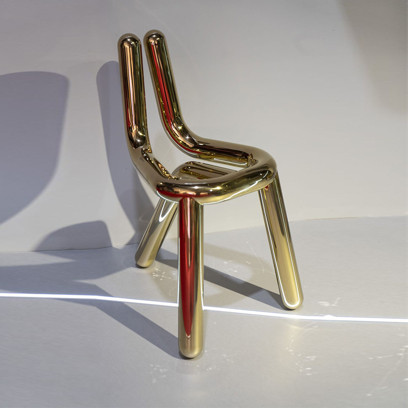 Italian designer creative outdoor special-shaped glass steel electroplating chair elbow shape light luxury leisure personality curve chair