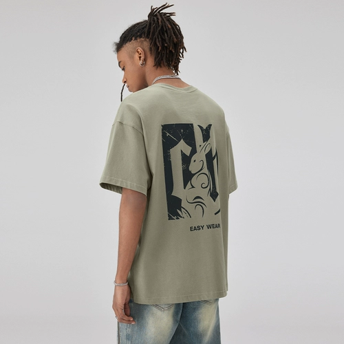 Кролик, футболка с коротким рукавом для влюбленных, в американском стиле