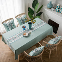 Embroidery table cloth American retro tea table cloth mesh red dining table cloth small frescoed rectangular table cloth family dining cloth