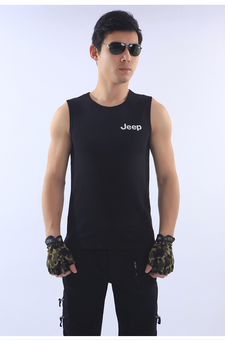 Quạt quân đội trang phục ngoài trời giản dị nam màu đen Quạt quân đội cotton chiến thuật bó sát không tay - Những người đam mê quân sự hàng may mặc / sản phẩm quạt quân đội quân phục mùa hè