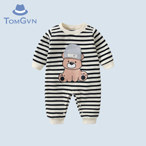 Tommy Gaven 2022 new baby autumn clothing male baby one-piece clothes long sleeve head ultra cute children clothes