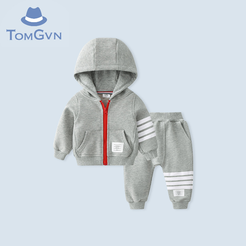 Tommy Gavin boy spring and autumn casual sports suit baby full moon hundred days hooded handsome autumn two-piece suit