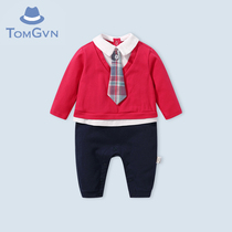 Tommy Gaven baby clothes Fall mens baby handsome full moon 100 days old gown autumn winter pure cotton one-piece clothes