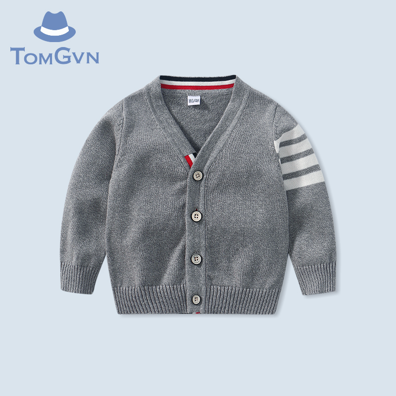 Tommy Gevin Boy Clothing Autumn Spring Boy Handsome Knitted Jacket Spring Dress Baby Outside Hitchhiking Hooded Baby Cardiopus