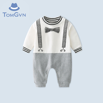 Tommy Gavin newborn baby autumn clothes Mens baby gentleman handsome full moon 100 days one-piece clothes Harvest climbing clothes