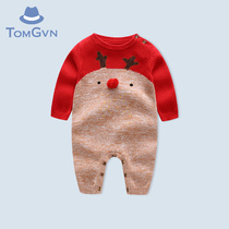 Tommy Gaven 2021 Christmas clothes Childrens baby boys baby boy conjoined newborn winter clothes full month Harvest