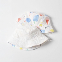 Double-sided spring summer and autumn new girls cotton sun visor ice cream printed baby breathable sun visor fisherman hat