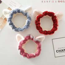 Face wash headband makeup headband facial mask hairband velvet Korean sweet and cute Mori girl hair accessories headscarf set for pressing hair
