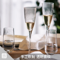 foundhome hand blown glass striped crystal champagne wine glasses home sparkling wine glasses