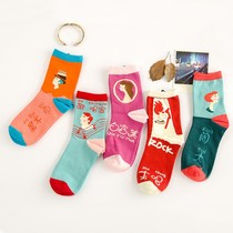 Korean womens socks cute literary profession Bai Fumei Ms. sweat cotton socks