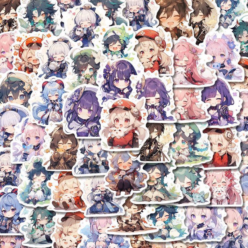 200 Popular Q-Version Genshin Impact Stickers ins Cute Hu Tao Klee DIY Phone Case Computer Self-Adhesive Stickers