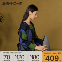 JNBYHOME Jiangnan cloth autumn home clothes dress plaid cotton square collar waist shape can be worn outside