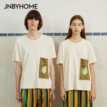JNBYHOME X Brownie artist collaboration model spring and summer home wear T-shirt cotton knitted round neck men and women