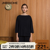 JNBYHOME Jiangnan cloth home suit womens skin knit nine-point sleeve pullover sweater ankle-length pants straight tube