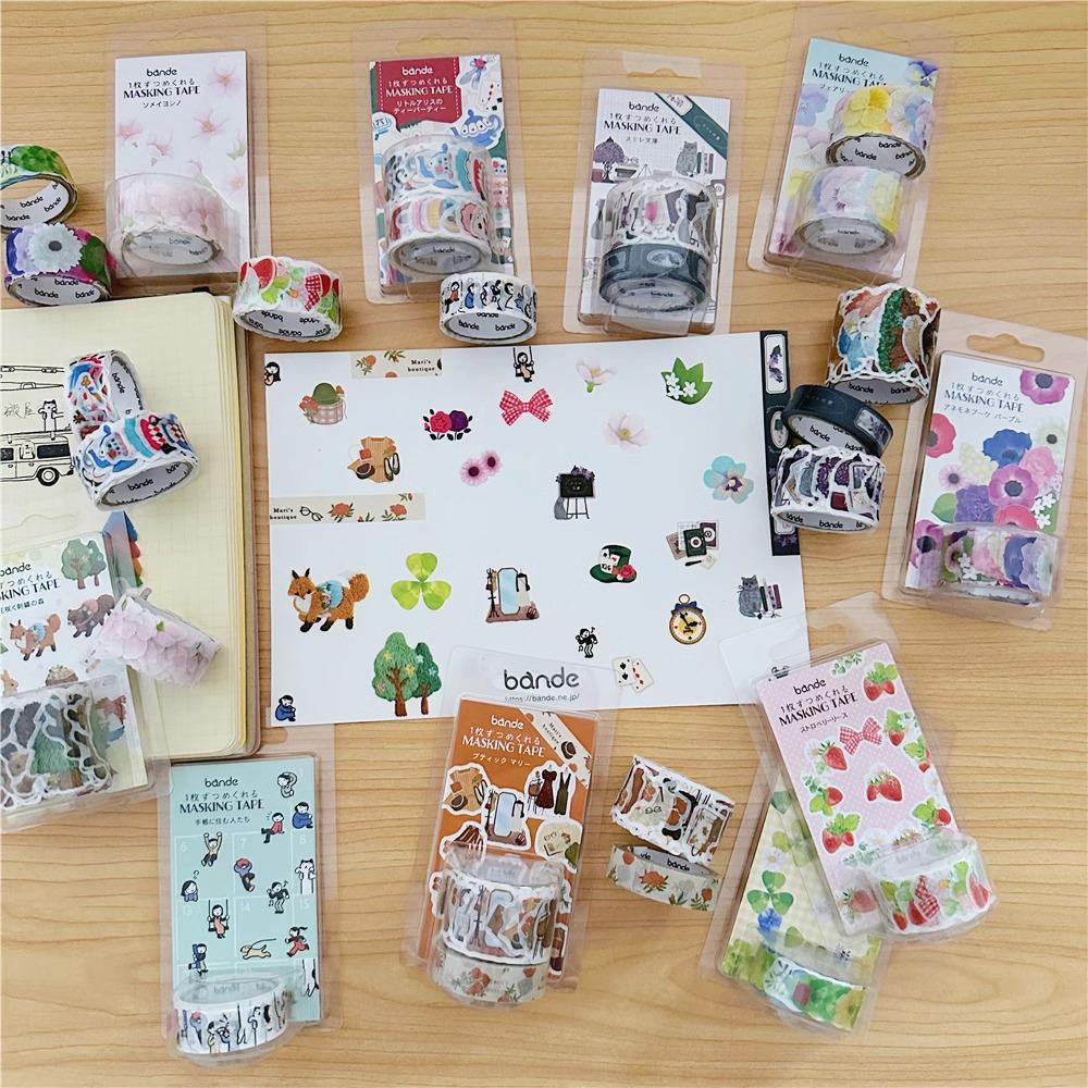 现货新品日本女子博限定bande胶带异形贴纸花朵动物手帐装饰拼贴