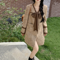 Xiaoxiangfeng Maternity Winter Jacket 2023 New High-end Lady Style Suit Dress Sweet Tweed Coat