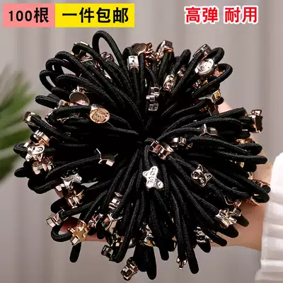 Bold black Hairband women tie hair simple tie Hairband high stretch leather ring adult leather case thick Hairband rubber band