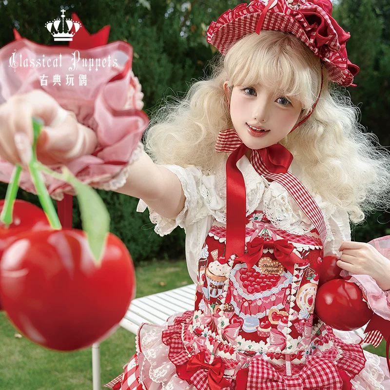Платье-оп (Classic Doll) в стиле lolita, оборчатый принт с бантиками — S/M/L, несколько цветов