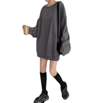 Salt style simple gray long-sleeved sweatshirt trendy and versatile design niche trendy cool BF style casual lazy style top
