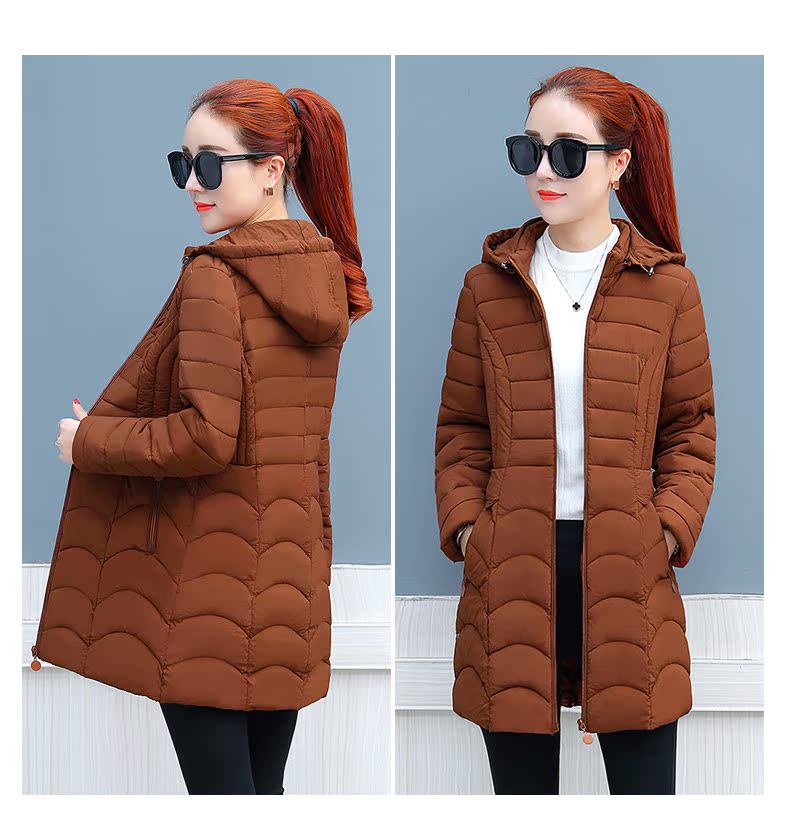 Bao da bông chống nữ mùa dài Slim phiên bản Hàn Quốc XL chất béo MM xuống bông trung niên áo khoác phao nữ dáng dài