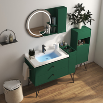  Bathroom intelligent round mirror Nordic bathroom cabinet combination Floor-to-ceiling face wash basin pool cabinet Bathroom sink