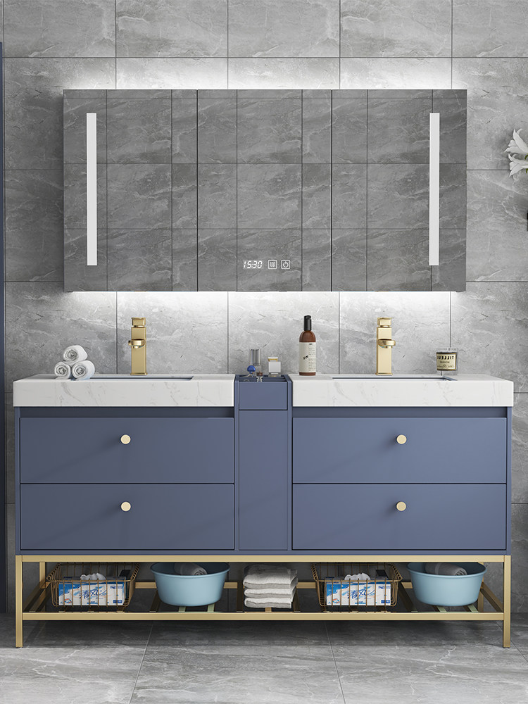 Nordic Bathroom cabinet Floor-to-ceiling Marble washstand Powder room washstand Washbasin cabinet Combination Smart mirror cabinet