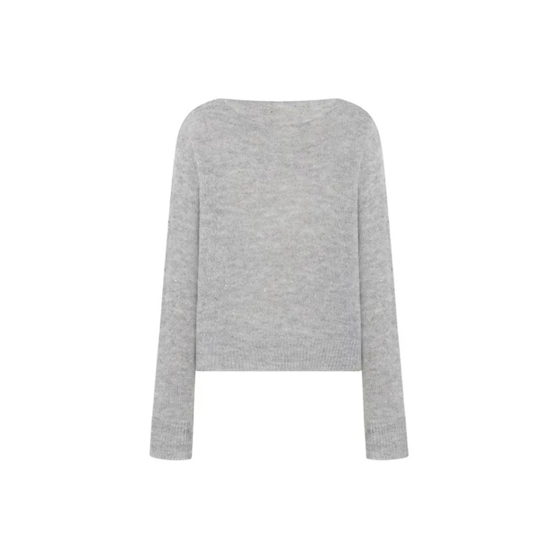 Glimmer Sweater [Same Style as in Shopping Malls] Spring 26 Boat Neck Thin Knit