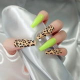 24pcs/коробка леопардовые поддельные гвозди длинные французские балеты False Nail