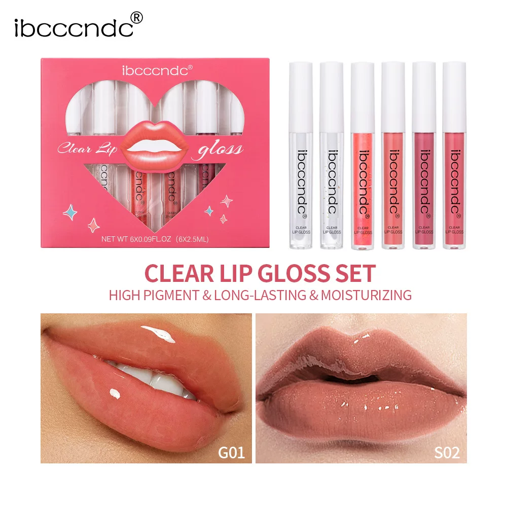 6 LIP GLOSS SET NON-Stick Matte Lip Gloss Set Gift Box