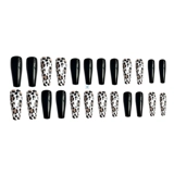 24pcs/коробка леопардовые поддельные гвозди длинные французские балеты False Nail