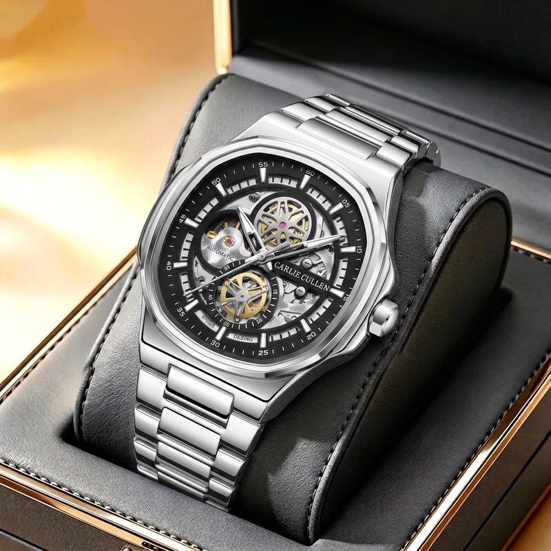 Nautilus Series Swiss Genuine Watch Men's Fully Automatic Hollow Luminous Waterproof Mechanical Watch Fashionable Men's Watch