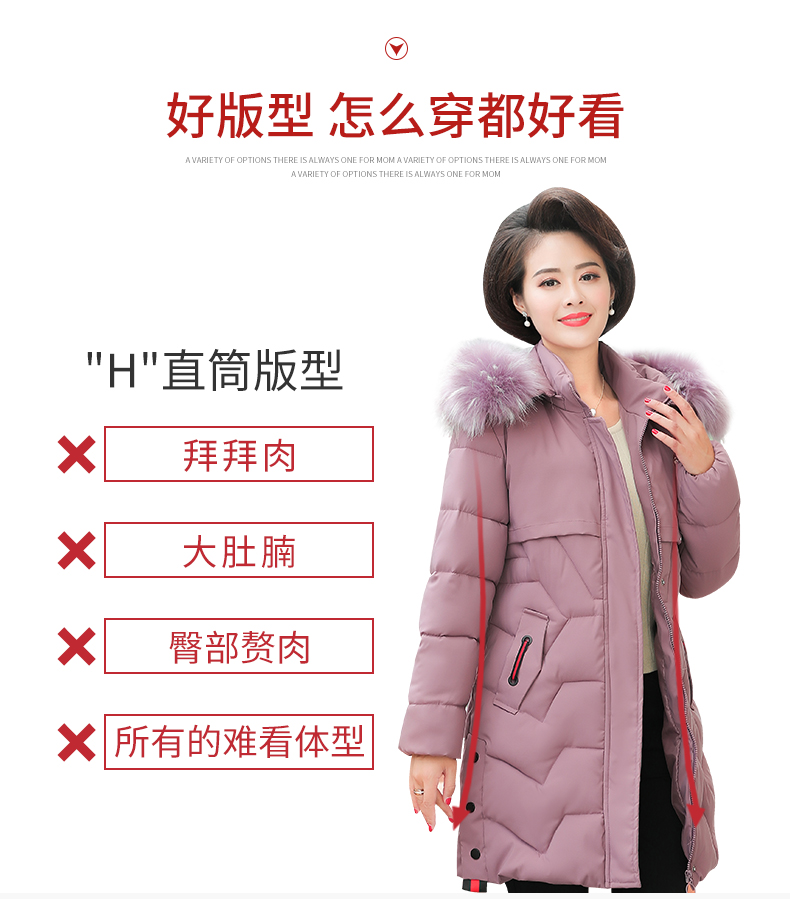 妈妈大毛领羽绒棉服 图3